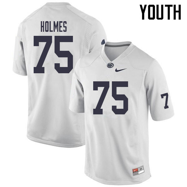 Youth #75 Des Holmes Penn State Nittany Lions College Football Jerseys Sale-White - Click Image to Close